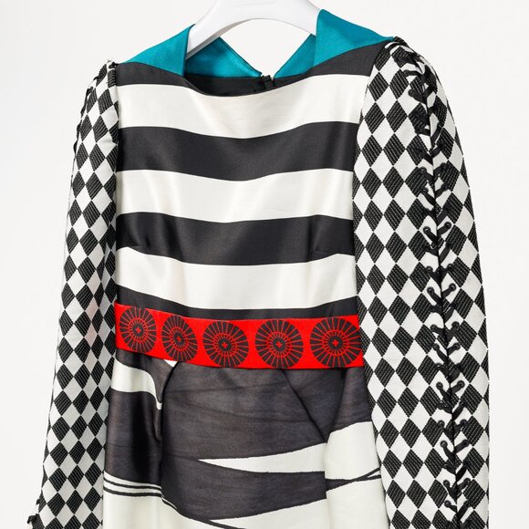 Aquilano Rimondi SS/13 Runway White & Black Multi-Pattern Silk Dress - Picture 4 of 14